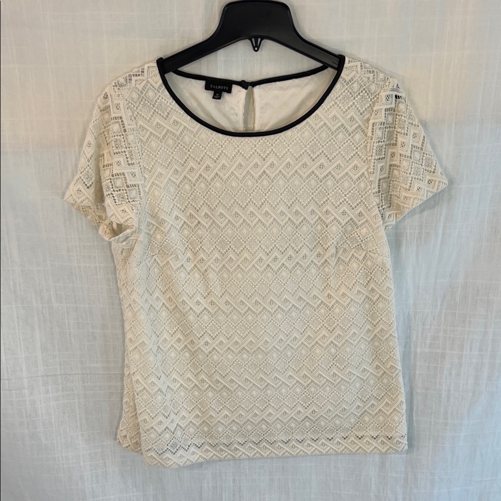 BOGO! Talbots Ivory Textured Lace Top